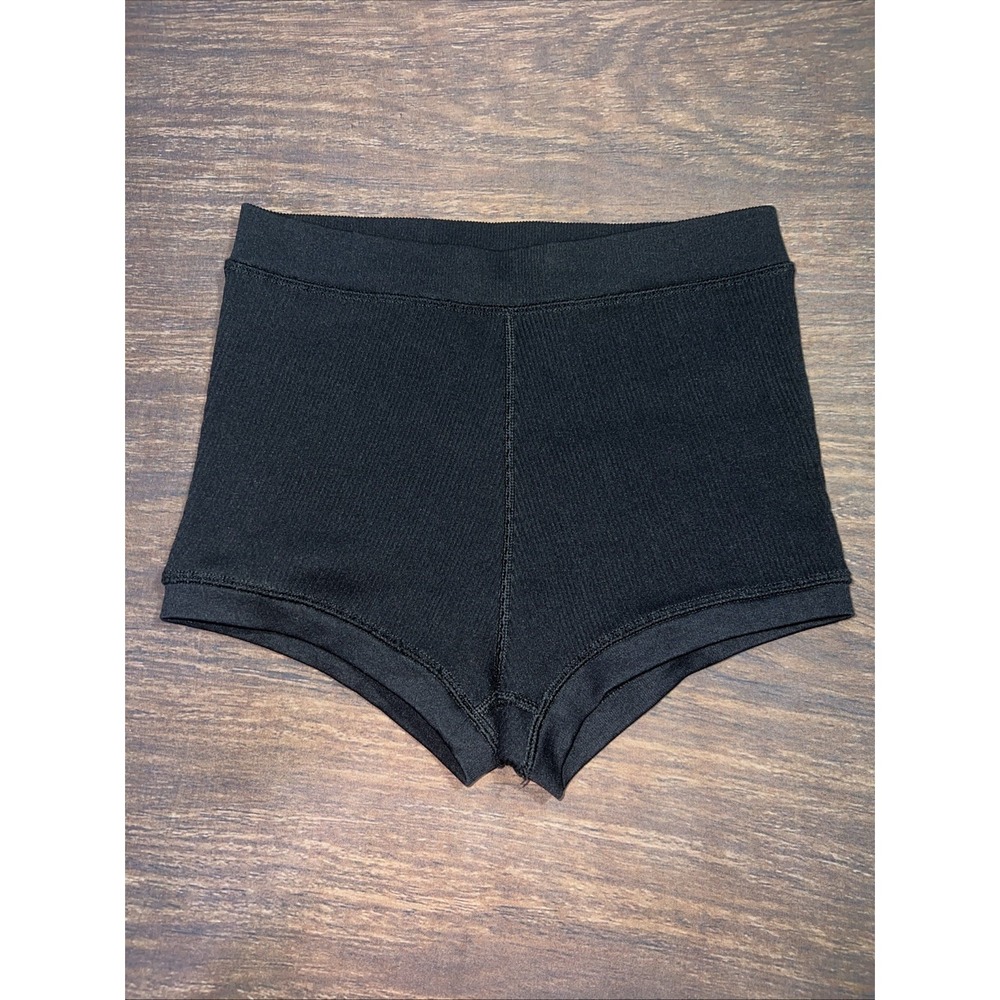 OFFLINE by Aerie Super Shortie Shorts Black Ribbed Size Small Compression
